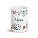 Alexa Exclusive Name Art Piece Home Office Work Coffee Mug Mexican Spanish Pride Gift Cup One-Of-A-Kind Calligraphy White Glossy Mug | A8 Mexicada