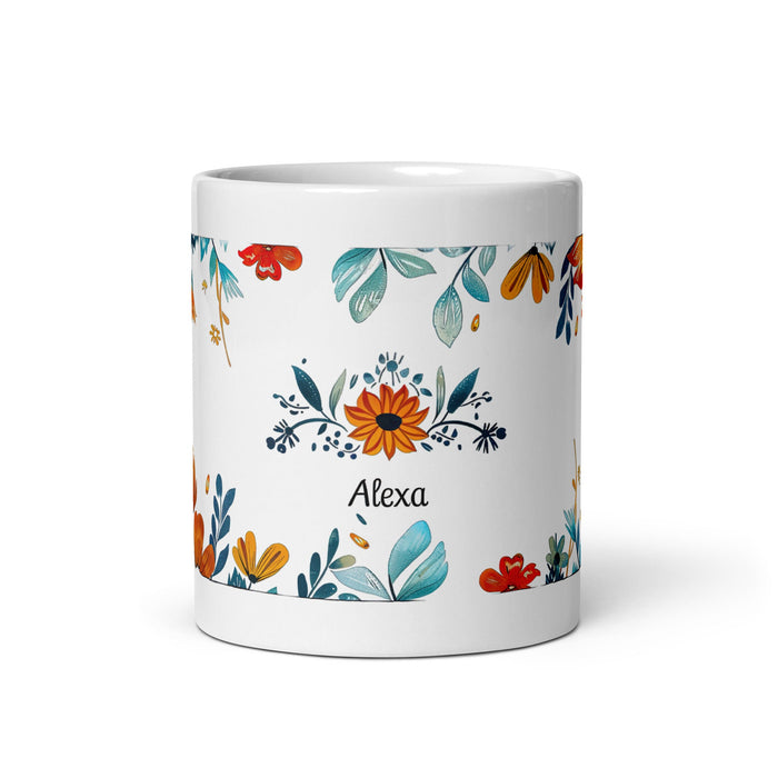 Alexa Exclusive Name Art Piece Home Office Work Coffee Mug Mexican Spanish Pride Gift Cup One - Of - A - Kind Calligraphy White Glossy Mug | A9 - Mexicada