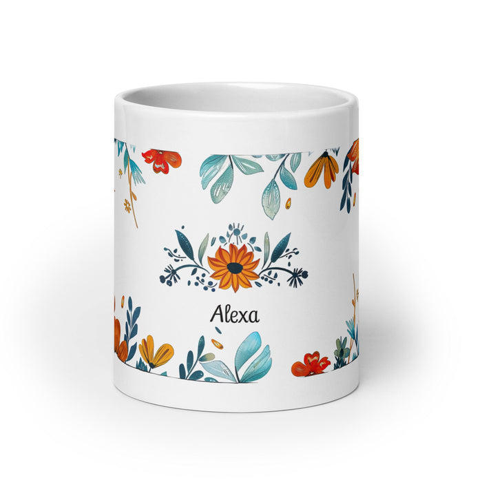 Alexa Exclusive Name Art Piece Home Office Work Coffee Mug Mexican Spanish Pride Gift Cup One - Of - A - Kind Calligraphy White Glossy Mug | A9 - Mexicada