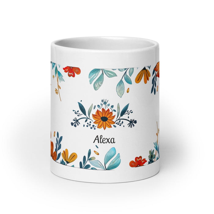 Alexa Exclusive Name Art Piece Home Office Work Coffee Mug Mexican Spanish Pride Gift Cup One-Of-A-Kind Calligraphy White Glossy Mug | A9 Mexicada