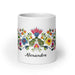 Alexandra Exclusive Name Art Piece Home Office Work Coffee Mug Mexican Spanish Pride Gift Cup One - Of - A - Kind Calligraphy White Glossy Mug | A1 - Mexicada