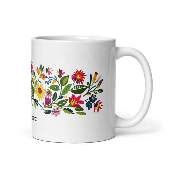 Alexandra Exclusive Name Art Piece Home Office Work Coffee Mug Mexican Spanish Pride Gift Cup One - Of - A - Kind Calligraphy White Glossy Mug | A1 - Mexicada