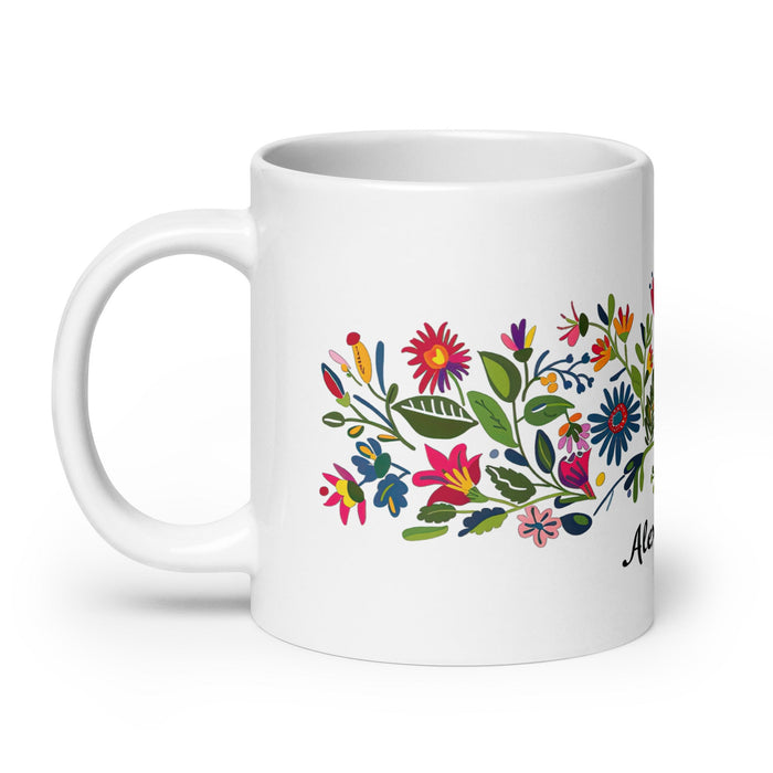 Alexandra Exclusive Name Art Piece Home Office Work Coffee Mug Mexican Spanish Pride Gift Cup One - Of - A - Kind Calligraphy White Glossy Mug | A1 - Mexicada