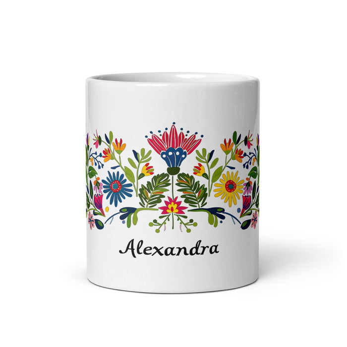 Alexandra Exclusive Name Art Piece Home Office Work Coffee Mug Mexican Spanish Pride Gift Cup One - Of - A - Kind Calligraphy White Glossy Mug | A1 - Mexicada