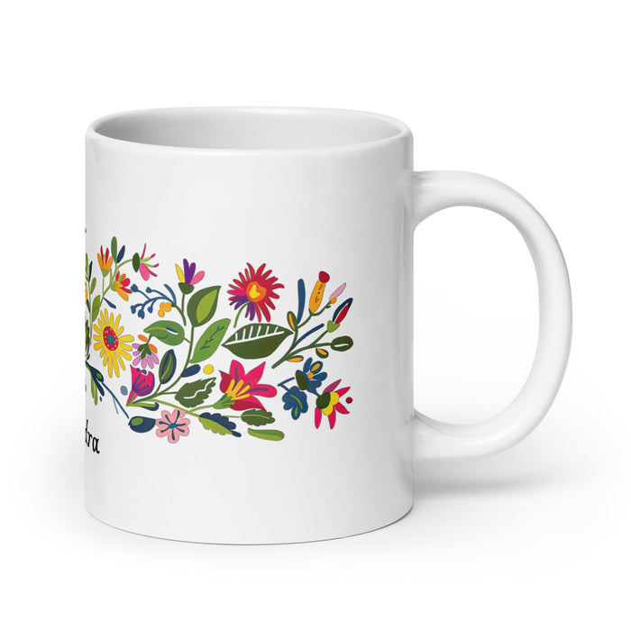 Alexandra Exclusive Name Art Piece Home Office Work Coffee Mug Mexican Spanish Pride Gift Cup One - Of - A - Kind Calligraphy White Glossy Mug | A1 - Mexicada