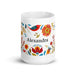 Alexandra Exclusive Name Art Piece Home Office Work Coffee Mug Mexican Spanish Pride Gift Cup One-Of-A-Kind Calligraphy White Glossy Mug | A10 Mexicada