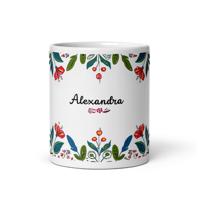 Alexandra Exclusive Name Art Piece Home Office Work Coffee Mug Mexican Spanish Pride Gift Cup One-Of-A-Kind Calligraphy White Glossy Mug | A11 Mexicada