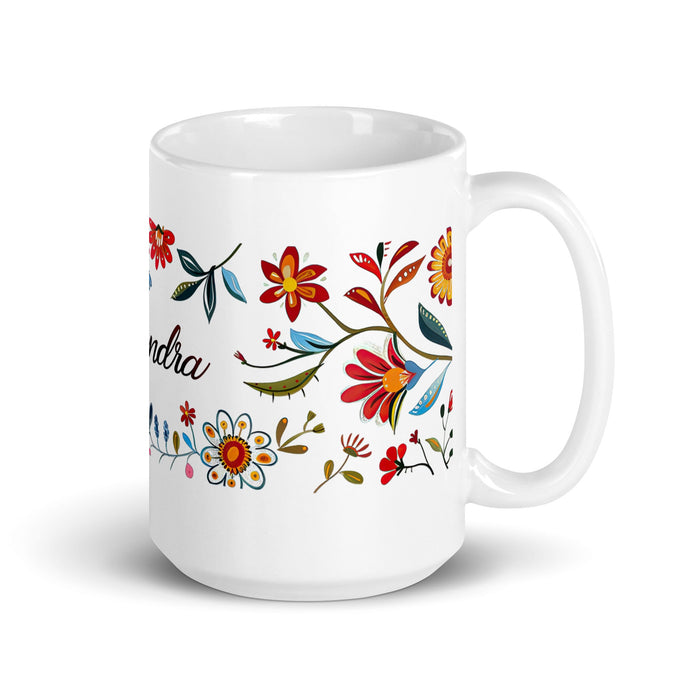 Alexandra Exclusive Name Art Piece Home Office Work Coffee Mug Mexican Spanish Pride Gift Cup One - Of - A - Kind Calligraphy White Glossy Mug | A13 - Mexicada