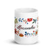 Alexandra Exclusive Name Art Piece Home Office Work Coffee Mug Mexican Spanish Pride Gift Cup One - Of - A - Kind Calligraphy White Glossy Mug | A13 - Mexicada