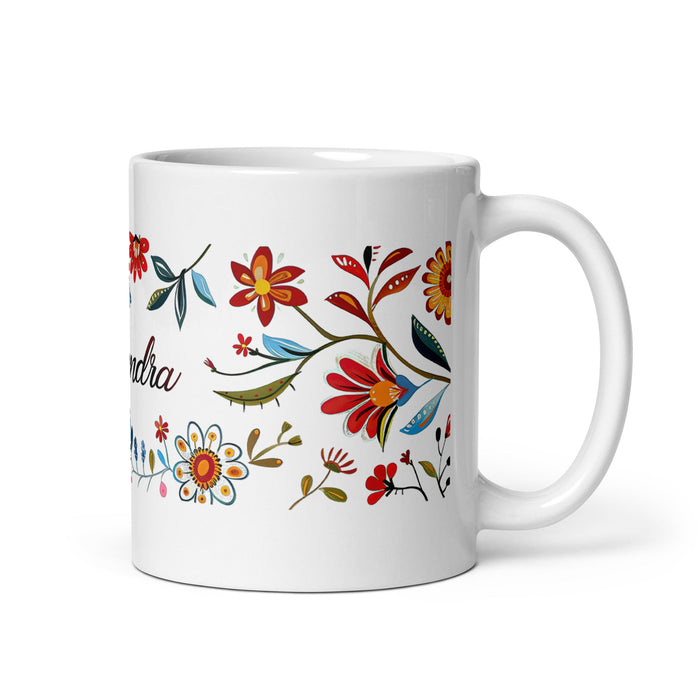 Alexandra Exclusive Name Art Piece Home Office Work Coffee Mug Mexican Spanish Pride Gift Cup One - Of - A - Kind Calligraphy White Glossy Mug | A13 - Mexicada