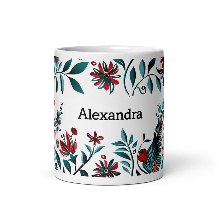 Alexandra Exclusive Name Art Piece Home Office Work Coffee Mug Mexican Spanish Pride Gift Cup One - Of - A - Kind Calligraphy White Glossy Mug | A17 - Mexicada