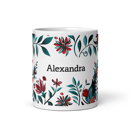 Alexandra Exclusive Name Art Piece Home Office Work Coffee Mug Mexican Spanish Pride Gift Cup One-Of-A-Kind Calligraphy White Glossy Mug | A17 Mexicada