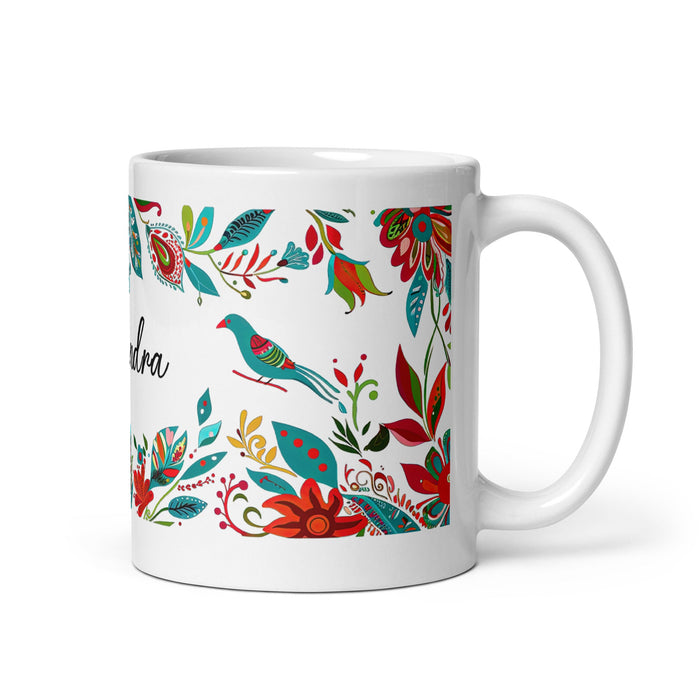 Alexandra Exclusive Name Art Piece Home Office Work Coffee Mug Mexican Spanish Pride Gift Cup One - Of - A - Kind Calligraphy White Glossy Mug | A18 - Mexicada