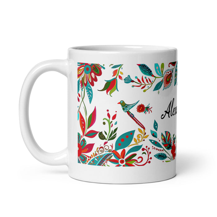 Alexandra Exclusive Name Art Piece Home Office Work Coffee Mug Mexican Spanish Pride Gift Cup One - Of - A - Kind Calligraphy White Glossy Mug | A18 - Mexicada