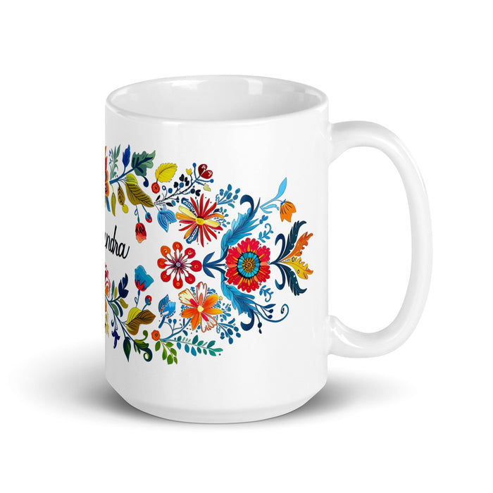 Alexandra Exclusive Name Art Piece Home Office Work Coffee Mug Mexican Spanish Pride Gift Cup One - Of - A - Kind Calligraphy White Glossy Mug | A2 - Mexicada