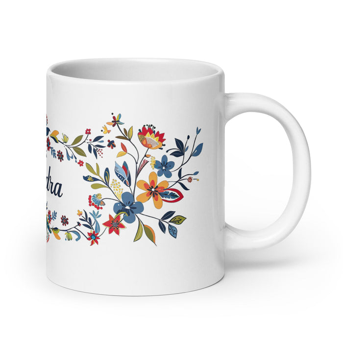 Alexandra Exclusive Name Art Piece Home Office Work Coffee Mug Mexican Spanish Pride Gift Cup One - Of - A - Kind Calligraphy White Glossy Mug | A23 - Mexicada