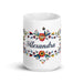 Alexandra Exclusive Name Art Piece Home Office Work Coffee Mug Mexican Spanish Pride Gift Cup One - Of - A - Kind Calligraphy White Glossy Mug | A23 - Mexicada