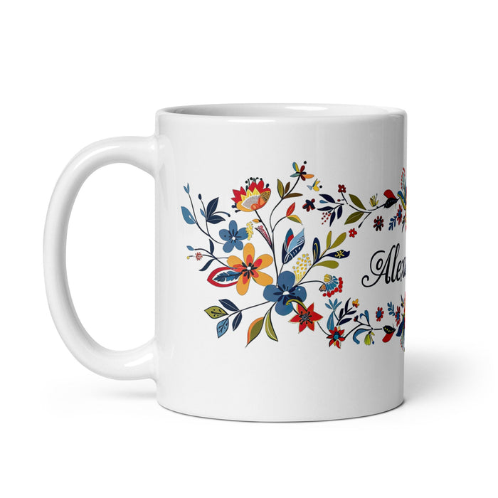 Alexandra Exclusive Name Art Piece Home Office Work Coffee Mug Mexican Spanish Pride Gift Cup One - Of - A - Kind Calligraphy White Glossy Mug | A23 - Mexicada