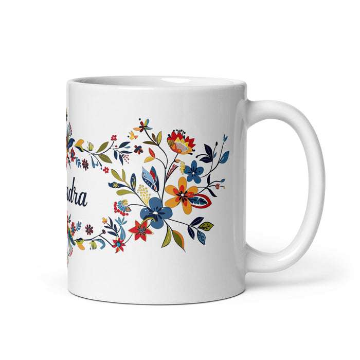 Alexandra Exclusive Name Art Piece Home Office Work Coffee Mug Mexican Spanish Pride Gift Cup One - Of - A - Kind Calligraphy White Glossy Mug | A23 - Mexicada