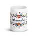 Alexandra Exclusive Name Art Piece Home Office Work Coffee Mug Mexican Spanish Pride Gift Cup One-Of-A-Kind Calligraphy White Glossy Mug | A23 Mexicada