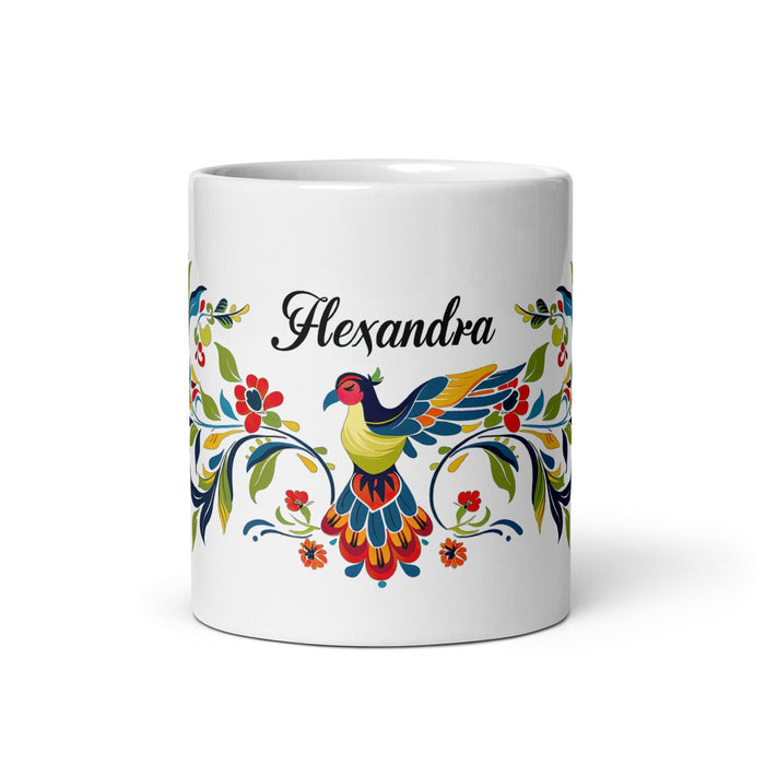 Alexandra Exclusive Name Art Piece Home Office Work Coffee Mug Mexican Spanish Pride Gift Cup One-Of-A-Kind Calligraphy White Glossy Mug | A24 Mexicada