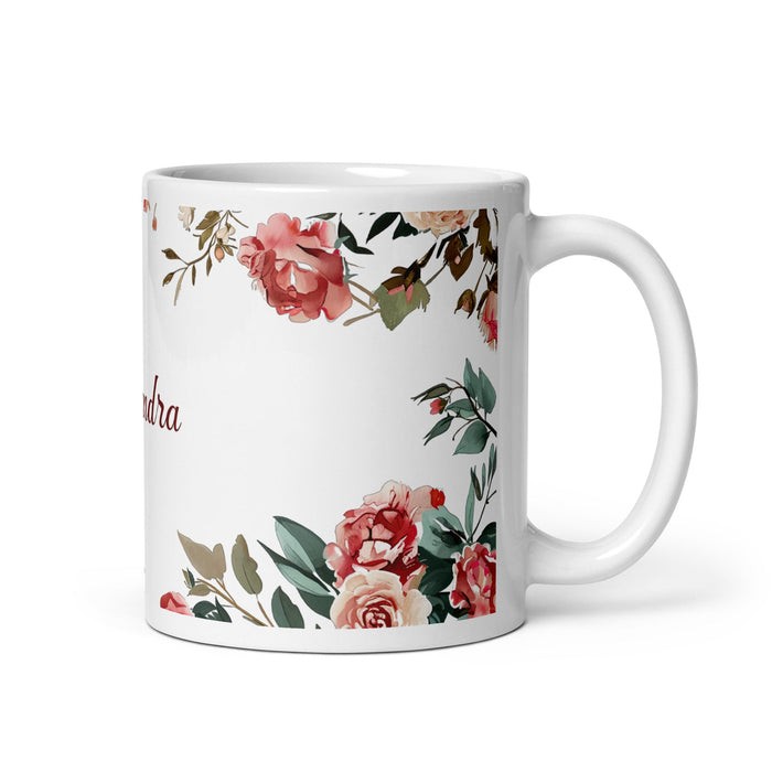 Alexandra Exclusive Name Art Piece Home Office Work Coffee Mug Mexican Spanish Pride Gift Cup One - Of - A - Kind Calligraphy White Glossy Mug | A26 - Mexicada