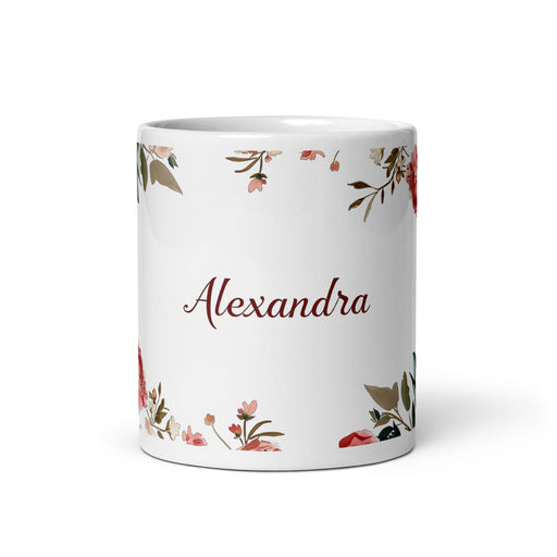 Alexandra Exclusive Name Art Piece Home Office Work Coffee Mug Mexican Spanish Pride Gift Cup One - Of - A - Kind Calligraphy White Glossy Mug | A26 - Mexicada