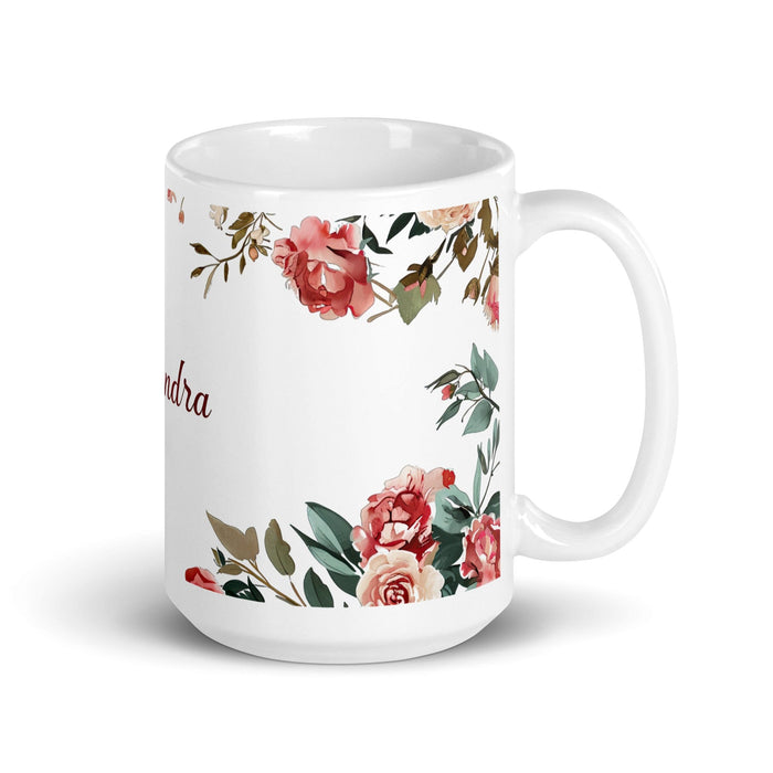 Alexandra Exclusive Name Art Piece Home Office Work Coffee Mug Mexican Spanish Pride Gift Cup One-Of-A-Kind Calligraphy White Glossy Mug | A26 Mexicada 15 oz