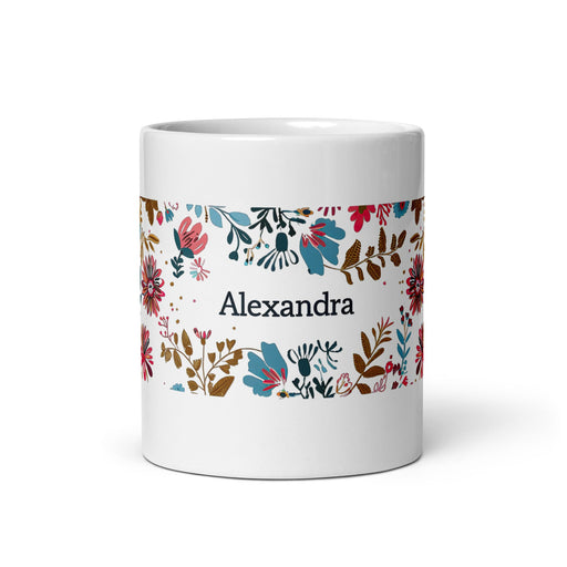 Alexandra Exclusive Name Art Piece Home Office Work Coffee Mug Mexican Spanish Pride Gift Cup One - Of - A - Kind Calligraphy White Glossy Mug | A3 - Mexicada