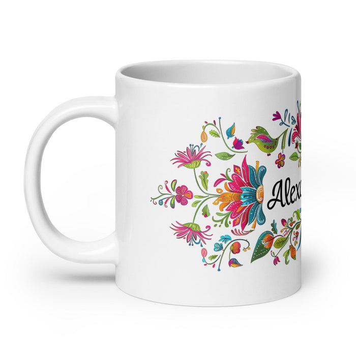 Alexandra Exclusive Name Art Piece Home Office Work Coffee Mug Mexican Spanish Pride Gift Cup One - Of - A - Kind Calligraphy White Glossy Mug | A4 - Mexicada