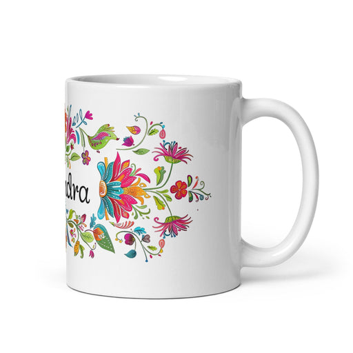 Alexandra Exclusive Name Art Piece Home Office Work Coffee Mug Mexican Spanish Pride Gift Cup One-Of-A-Kind Calligraphy White Glossy Mug | A4 Mexicada 11 oz