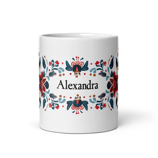 Alexandra Exclusive Name Art Piece Home Office Work Coffee Mug Mexican Spanish Pride Gift Cup One-Of-A-Kind Calligraphy White Glossy Mug | A8 Mexicada