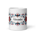 Alexandra Exclusive Name Art Piece Home Office Work Coffee Mug Mexican Spanish Pride Gift Cup One-Of-A-Kind Calligraphy White Glossy Mug | A8 Mexicada