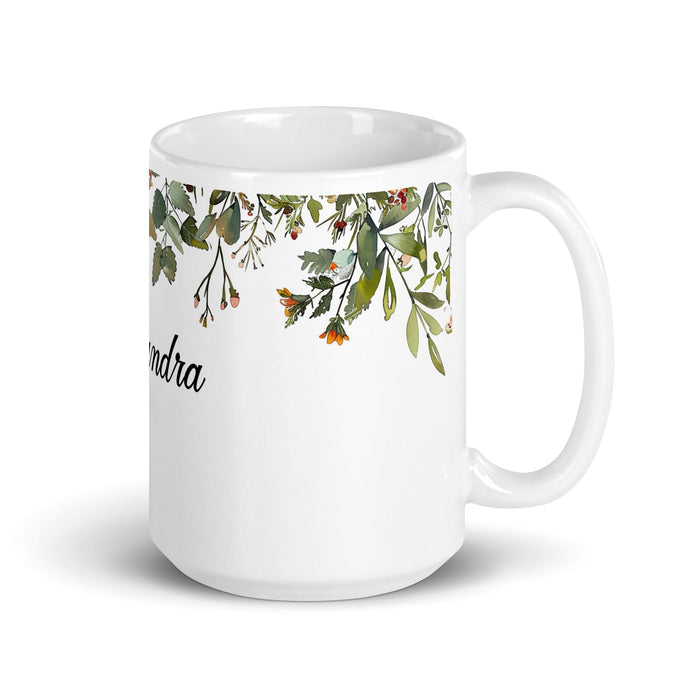 Alexandra Exclusive Name Art Piece Home Office Work Coffee Mug Mexican Spanish Pride Gift Cup One-Of-A-Kind Calligraphy White Glossy Mug | A9 Mexicada 15 oz