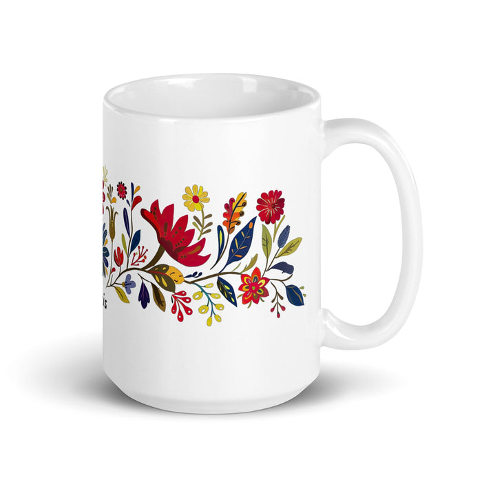 Alexis Exclusive Name Art Piece Home Office Work Coffee Mug Mexican Spanish Pride Gift Cup One - Of - A - Kind Calligraphy White Glossy Mug | A3 - Mexicada