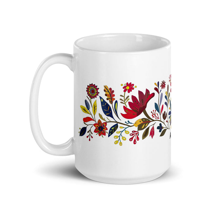 Alexis Exclusive Name Art Piece Home Office Work Coffee Mug Mexican Spanish Pride Gift Cup One - Of - A - Kind Calligraphy White Glossy Mug | A3 - Mexicada