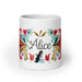 Alice Exclusive Name Art Piece Home Office Work Coffee Mug Mexican Spanish Pride Gift Cup One - Of - A - Kind Calligraphy White Glossy Mug | A2 - Mexicada