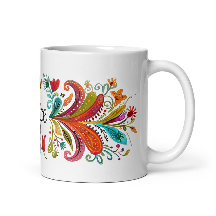 Alice Exclusive Name Art Piece Home Office Work Coffee Mug Mexican Spanish Pride Gift Cup One-Of-A-Kind Calligraphy White Glossy Mug | A2 Mexicada 11 oz