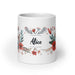 Alice Exclusive Name Art Piece Home Office Work Coffee Mug Mexican Spanish Pride Gift Cup One - Of - A - Kind Calligraphy White Glossy Mug | A3 - Mexicada