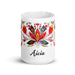 Alicia Exclusive Name Art Piece Home Office Work Coffee Mug Mexican Spanish Pride Gift Cup One - Of - A - Kind Calligraphy White Glossy | A24 - Mexicada