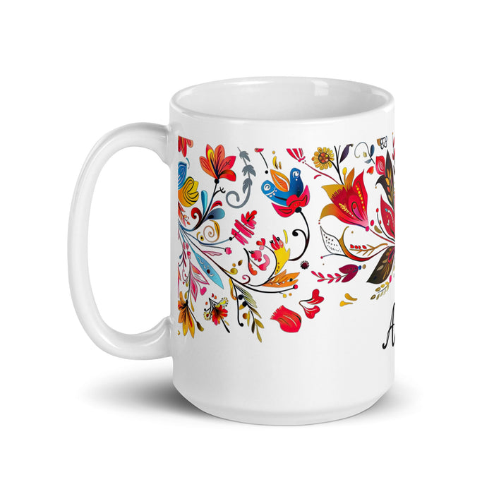 Alicia Exclusive Name Art Piece Home Office Work Coffee Mug Mexican Spanish Pride Gift Cup One - Of - A - Kind Calligraphy White Glossy | A24 - Mexicada