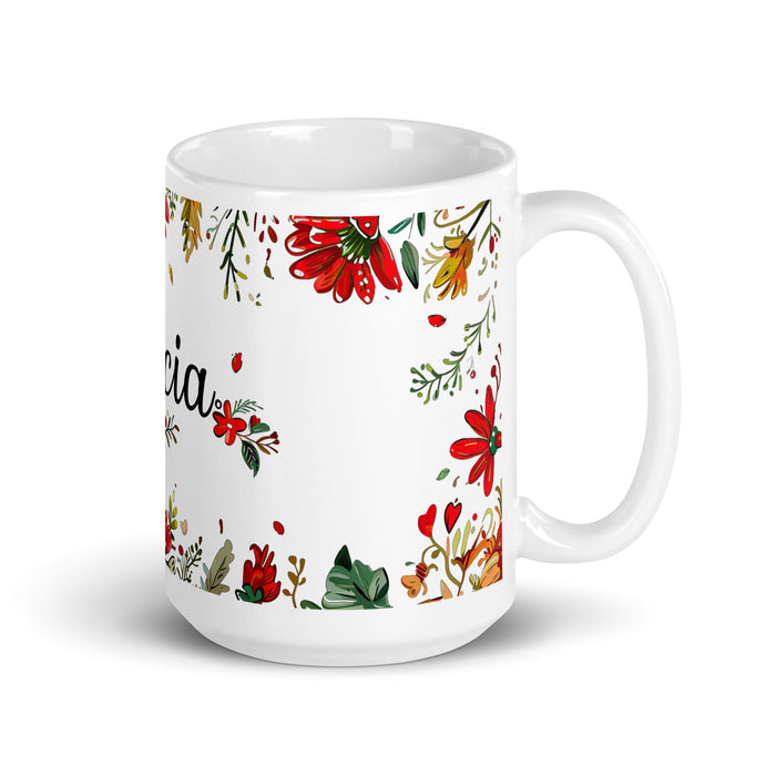 Alicia Exclusive Name Art Piece Home Office Work Coffee Mug Mexican Spanish Pride Gift Cup One - Of - A - Kind Calligraphy White Glossy Mug | A1 - Mexicada