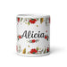 Alicia Exclusive Name Art Piece Home Office Work Coffee Mug Mexican Spanish Pride Gift Cup One-Of-A-Kind Calligraphy White Glossy Mug | A1 Mexicada