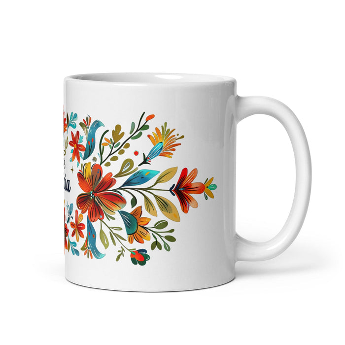 Alicia Exclusive Name Art Piece Home Office Work Coffee Mug Mexican Spanish Pride Gift Cup One-Of-A-Kind Calligraphy White Glossy Mug | A12 Mexicada 11 oz