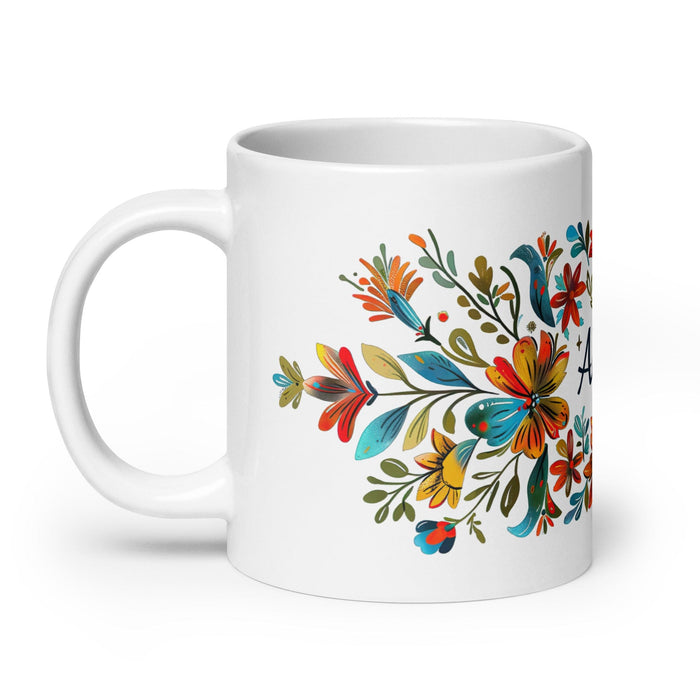 Alicia Exclusive Name Art Piece Home Office Work Coffee Mug Mexican Spanish Pride Gift Cup One-Of-A-Kind Calligraphy White Glossy Mug | A12 Mexicada