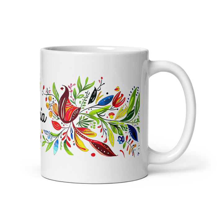 Alicia Exclusive Name Art Piece Home Office Work Coffee Mug Mexican Spanish Pride Gift Cup One - Of - A - Kind Calligraphy White Glossy Mug | A14 - Mexicada