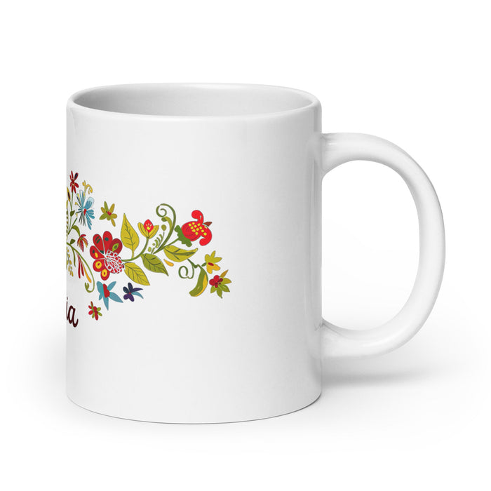 Alicia Exclusive Name Art Piece Home Office Work Coffee Mug Mexican Spanish Pride Gift Cup One - Of - A - Kind Calligraphy White Glossy Mug | A16 - Mexicada