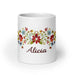 Alicia Exclusive Name Art Piece Home Office Work Coffee Mug Mexican Spanish Pride Gift Cup One-Of-A-Kind Calligraphy White Glossy Mug | A16 Mexicada