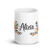 Alicia Exclusive Name Art Piece Home Office Work Coffee Mug Mexican Spanish Pride Gift Cup One - Of - A - Kind Calligraphy White Glossy Mug | A17 - Mexicada