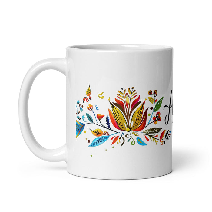 Alicia Exclusive Name Art Piece Home Office Work Coffee Mug Mexican Spanish Pride Gift Cup One-Of-A-Kind Calligraphy White Glossy Mug | A17 Mexicada